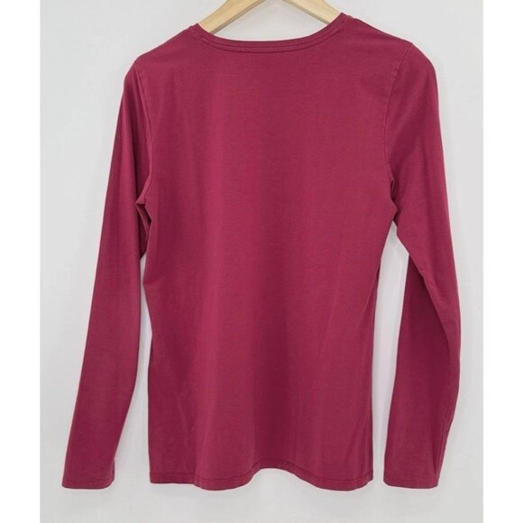 J.Jill Purejill Red Stretch-Cotton Crew Neck Tee Long Sleeve Size MP Basic - Picture 2 of 8